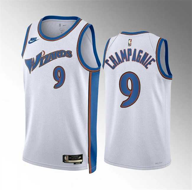 Mens Washington Wizards #9 Justin Champagnie White Classic Edition Stitched Basketball Jersey Dzhi->->NBA Jersey